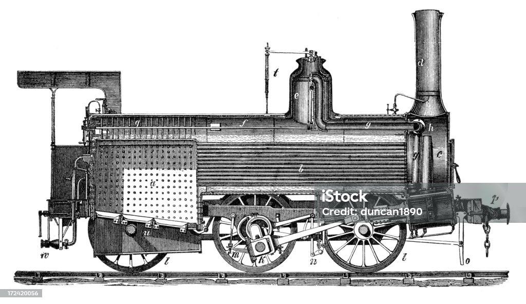 古いベルギー機関車 - 19世紀のロイヤリティフリーストックイラストレーション