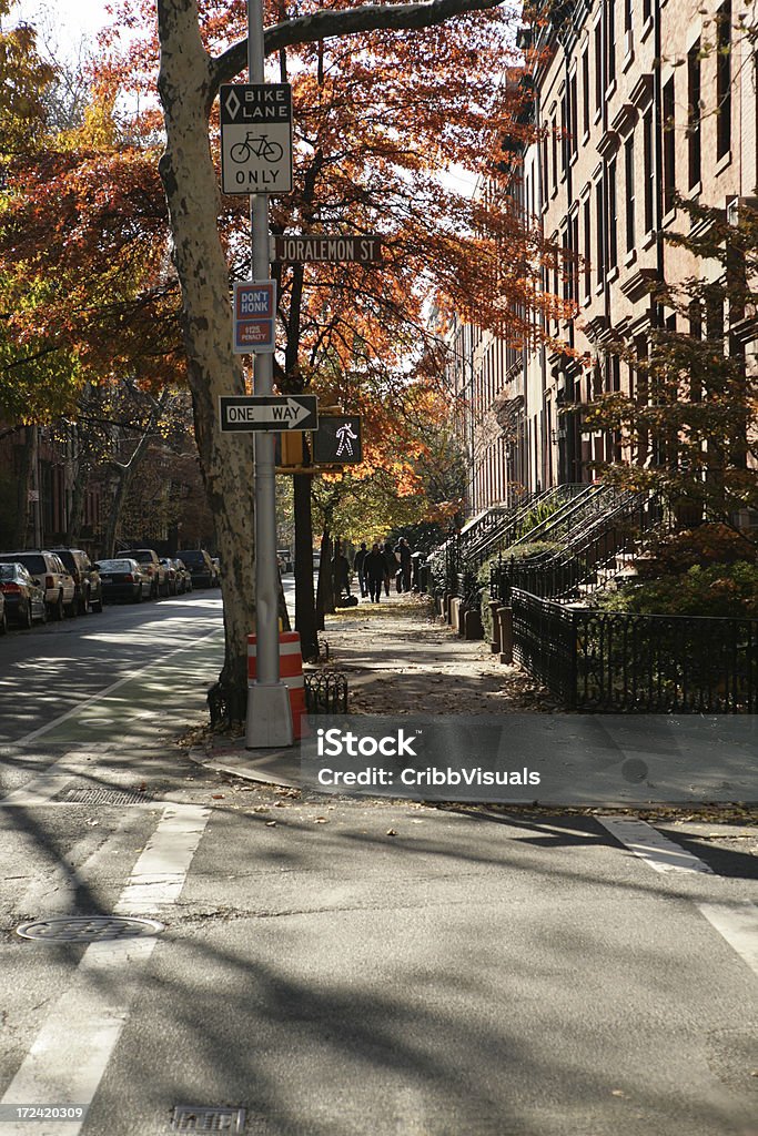 Brooklyn Heights Street New York Herbst Blätter - Lizenzfrei Alt Stock-Foto