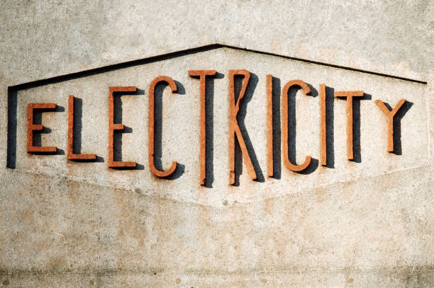 istock Old Fashioned Electricity Sign on Textured Wall 172420426