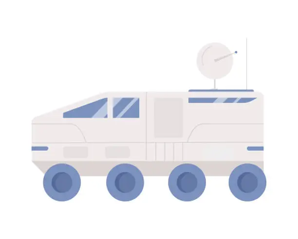 Vector illustration of Lunar rover with satellite antenna