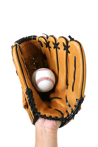 Great Catch "Catching a baseball with a baseball glove, isolated on white background.Similar images -" baseball glove stock pictures, royalty-free photos & images