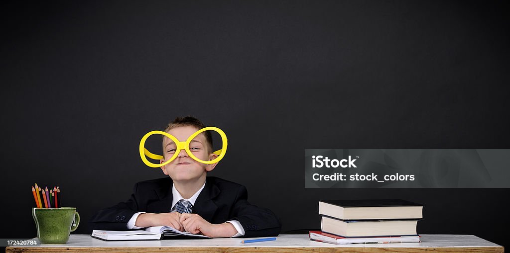 Menino Caixa-de-Óculos - Royalty-free Caderno de notas Foto de stock