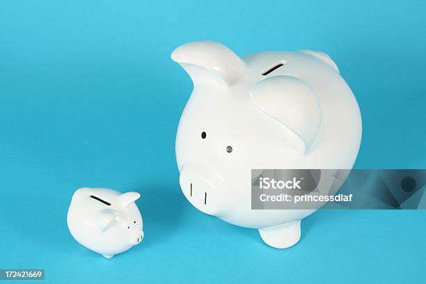 Dois Bancos Piggy - Fotografias de stock e mais imagens de Pequeno - Pequeno, Grande, Mealheiro