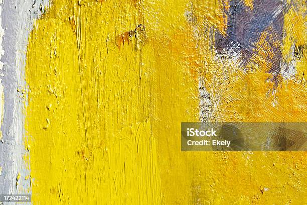 Astratto Dipinto Sfondo Giallo Darte - Fotografie stock e altre immagini di Arancione - Arancione, Arte, Arti e mestieri