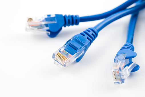 Blue Ethernet RJ45 Network Cables used to connect computers and networks together.You may also like: