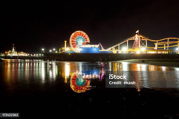 Santa Monica Пристань На Ночь — стоковые фотографии и другие картинки Американские горки - Американские горки, Горизонтальный, Достопримечательность