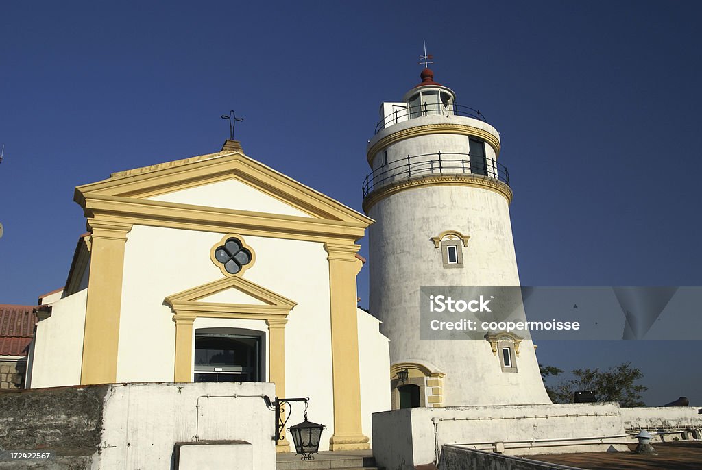 Guia Fort Lighthouse, Macau, China "The whitewashed lighthouse at the Portuguese Guia Fort sits at the highest point in Macau and is the oldest lighthouse on the Chinese coast. Built in the 1637 to defend China's border and originally fuelled by paraffin, the lighthouse is still in use." Antique Stock Photo