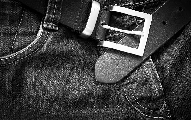 istock Dark Denim Jeans with black belt 172422626