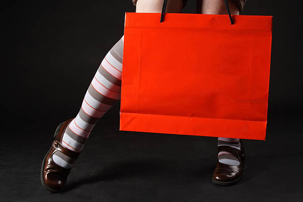 girl with shopping bag stock photo