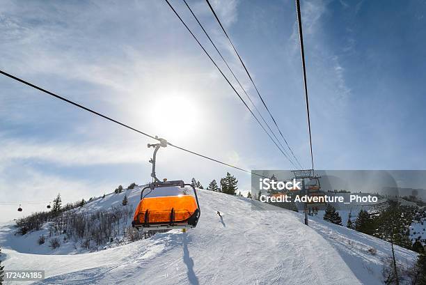 Riding Chairlift In Winter Stock Photo - Download Image Now - Park City - Utah, Utah, Skiing