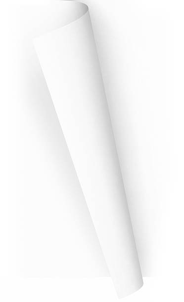 Transparent Paper Curled Page Turn, w/ Clipping Paths "My corner peel was such a hit that I made a few companions for it. Page turning to reveal a page beneath. Clipping paths for top page, underside, and bottom page. The page is sized to perfectly fit a Canon 5D image (with extra space on the bottom to accomodate the lifted corner). The page is precisely drawn so the uplifted page is a true match to the page underneath, if you follow me. In other words, don't crop the right side. Extend the left if you like though.To use: open file and bring in your top and bottom images. Make a layer for the underside of the peel too. Use the clipping paths to mask off the top page, the underside, and bottom page. Move the supplied shadow image as the top layer and set its mode to multiply for an instant transparent shadow." terryfic3d stock pictures, royalty-free photos & images