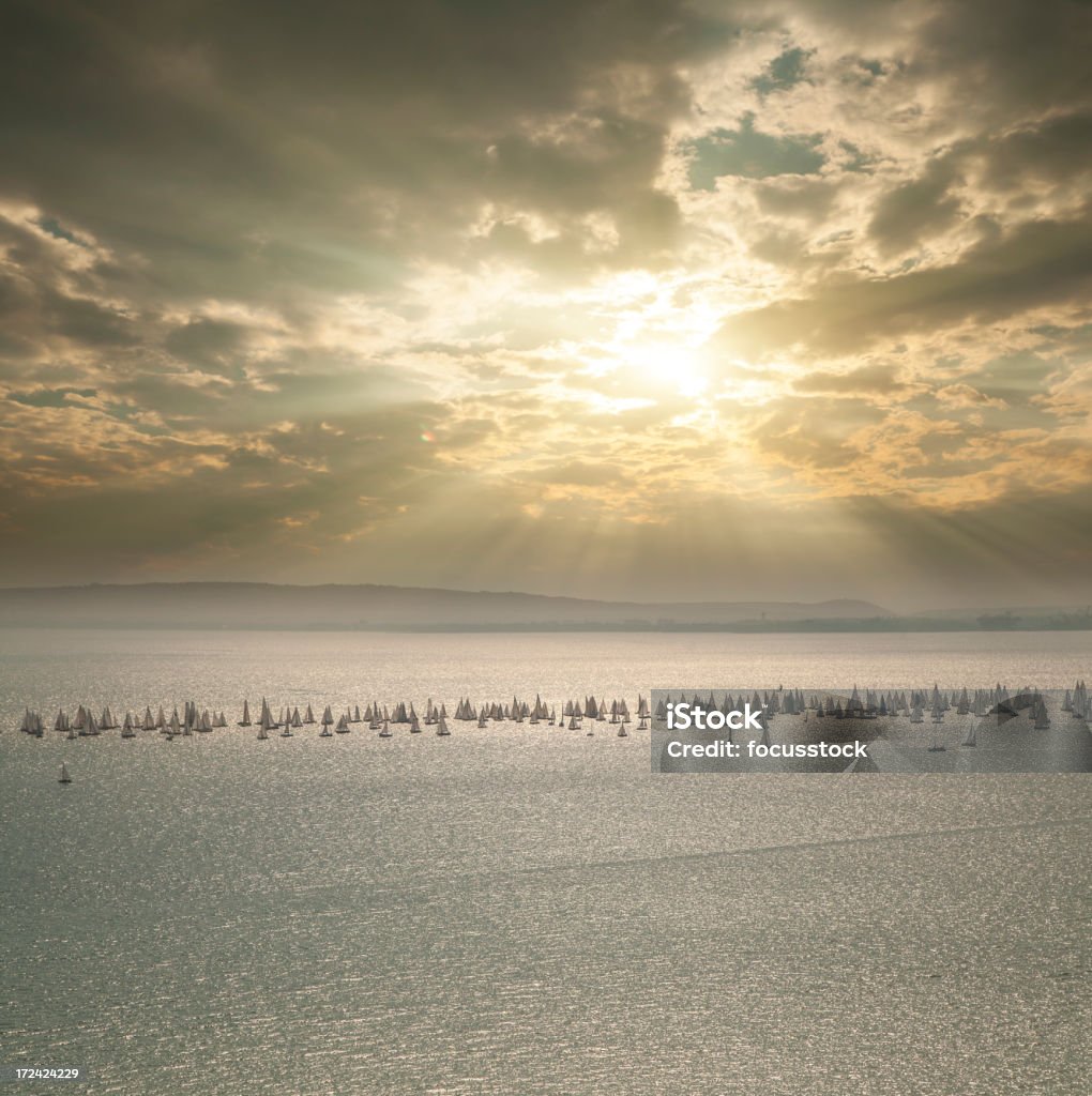 Blue Ribbon Regatta on Lake Balaton Blue Ribbon Regatta on Lake Balaton - Hungary Sailboat Stock Photo