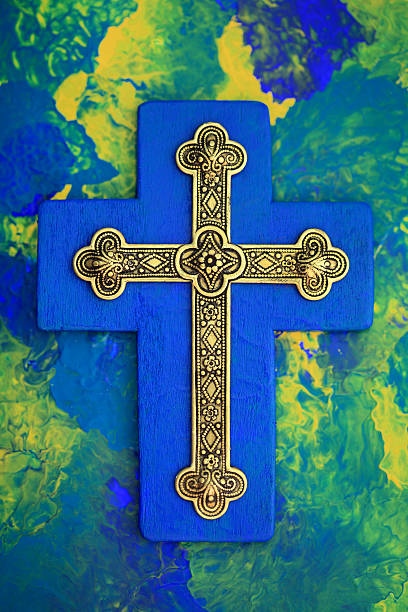 istock Gold and Blue Cross 172424284