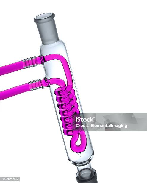 Purple Condenser Isolated On White Stock Photo - Download Image Now - Beauty, Chemistry, Condenser