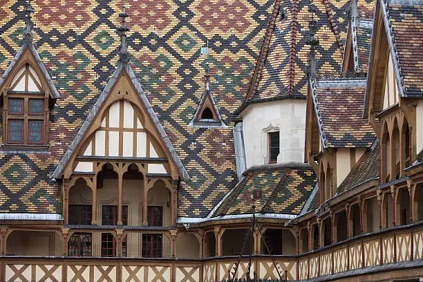 "Detail of the famous Hospices de Beaune in Bourgogne, France."