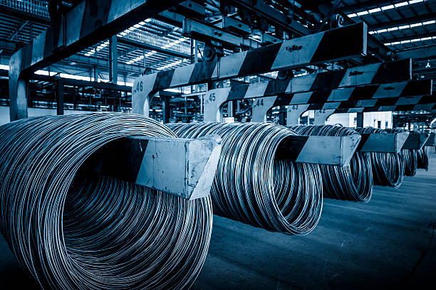 arame de aço de linha de produção - industry construction concrete rod - fotografias e filmes do acervo