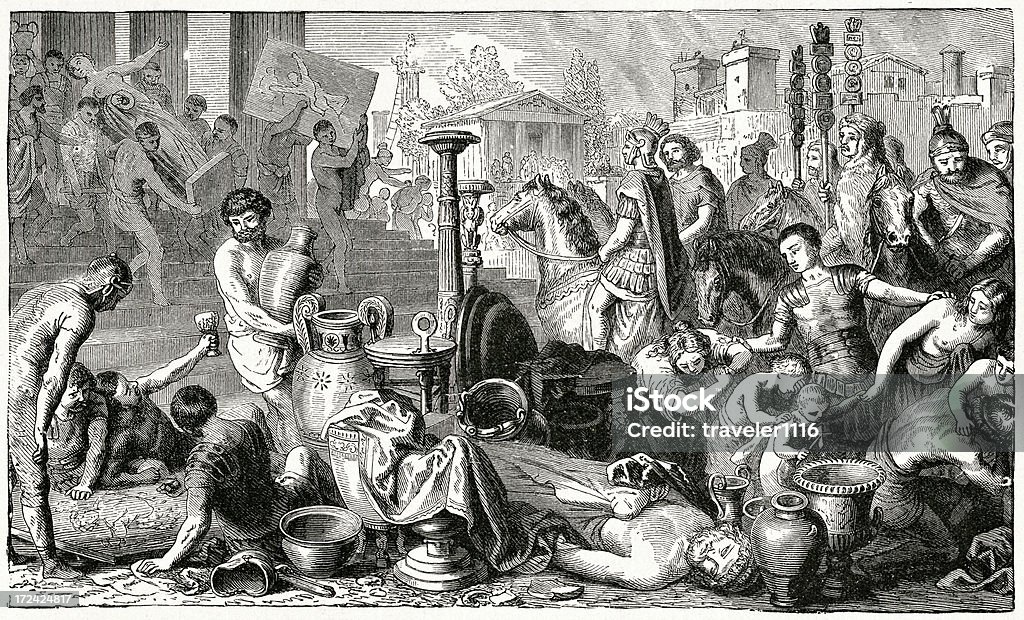 Plundering Of Corinth - Zbiór ilustracji royalty-free (Akwaforta)