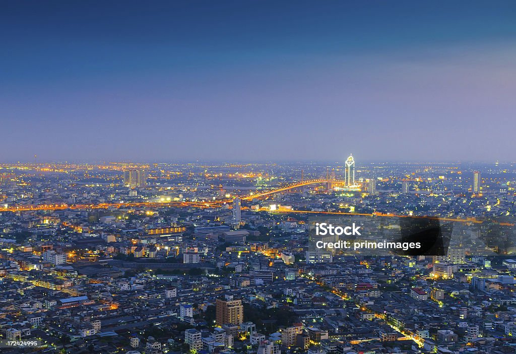 Vista panorâmica da paisagem urbana de Bangcoc, Tailândia - Foto de stock de Ajardinado royalty-free