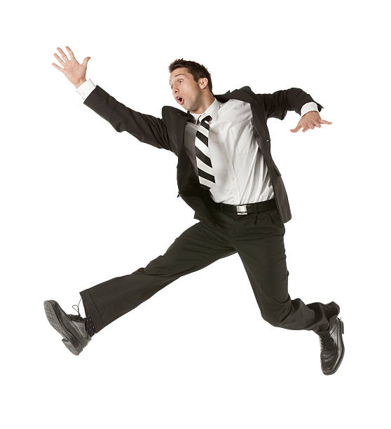 istock Businessman jumping and running 172425089