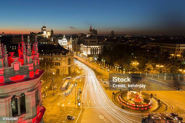 Madrid Di Notte - Fotografie stock e altre immagini di Madrid - Madrid, Notte, Plaza de la Cibeles