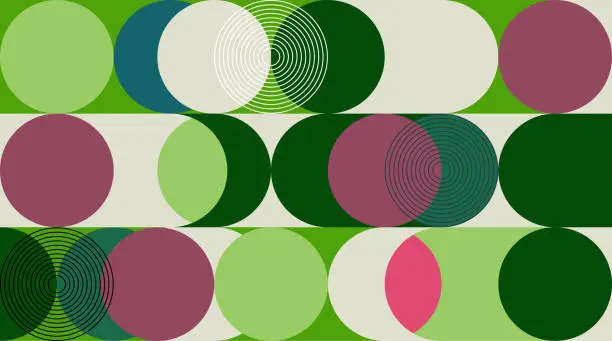 Vector illustration of Vector Abstract Geometric Minimalism Colors Circle Seamless Pattern Background