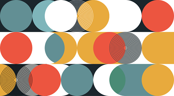 Vector Colors Geometric Minimalism Circle Seamless Pattern Background