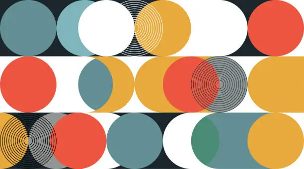 Vector illustration of Vector Colors Geometric Minimalism Circle Seamless Pattern Background