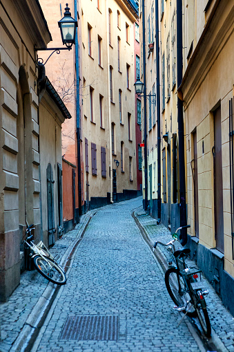 A narrow street with no people, Stockholm, Sweden