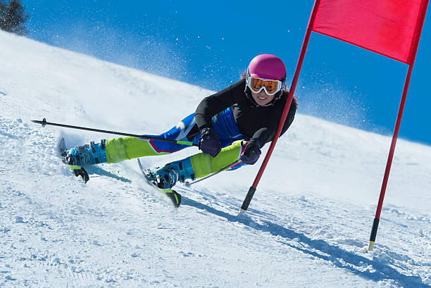 istock Young Attractive Women Practicing Giant Slalom 172426855