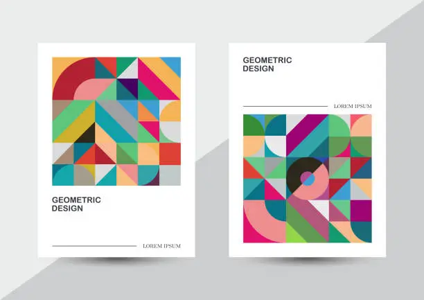 Vector illustration of Vector Colors Mosaic Geometric Minimalism Cover Template Card Design Backgrounds