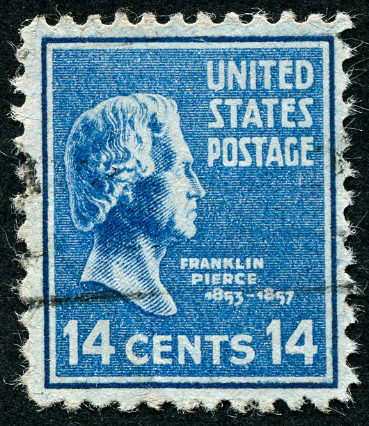 franklin pierce stamp - president postage stamp profile usa foto e immagini stock