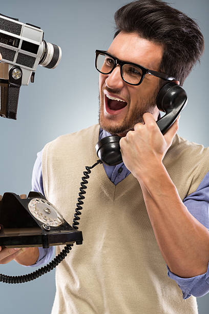 istock Retro revival nerd on the phone 172427233