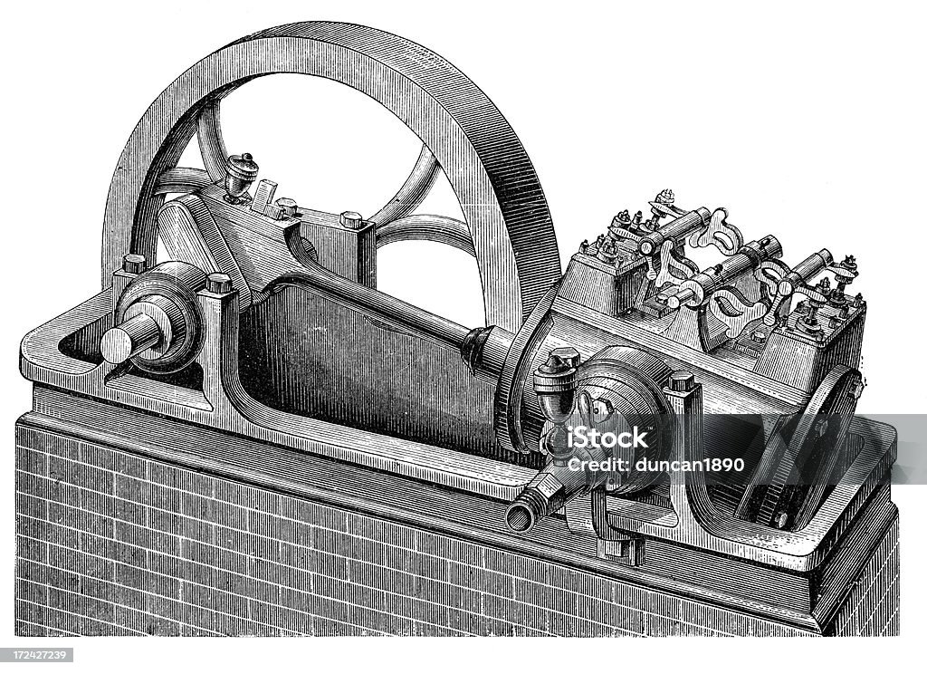 Возвратно-поступательное Паровая машина - Стоковые иллюстрации Industrial Revolution роялти-фри