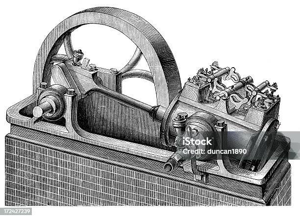 Возвратнопоступательное Паровая Машина — стоковая векторная графика и другие изображения на тему Industrial Revolution - Industrial Revolution, Machinery, XIX век