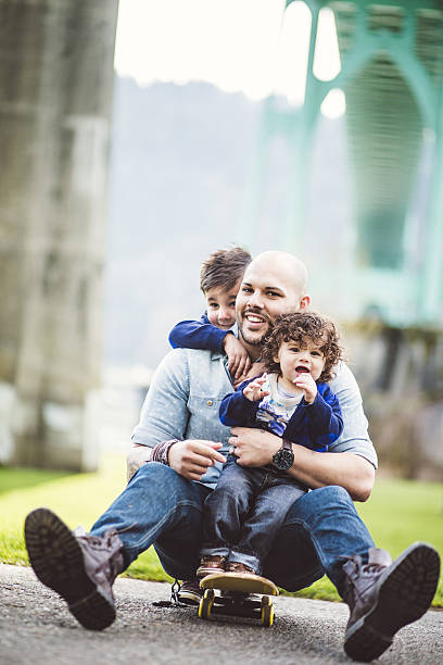 istock Father and Sons on Skateboard 172427534