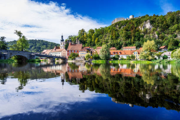 Idyllic village at the river Naab with a picturesque old town