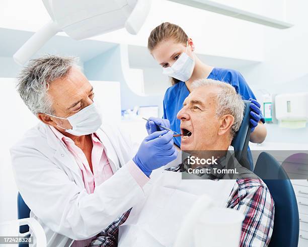 Senior Man At Dentist Office Stock Photo - Download Image Now - Senior Adult, Dentist, Dental Health
