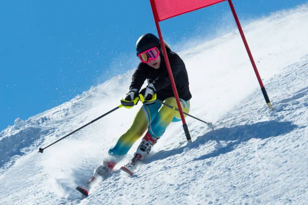 istock Beautiful Young Women Practicing Giant Slalom 172428714