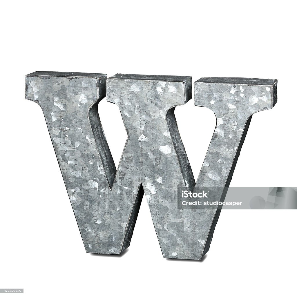 letter W Metal letter with clipping path Alphabet Stock Photo