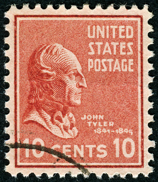 john tyler stamp - president postage stamp profile usa foto e immagini stock