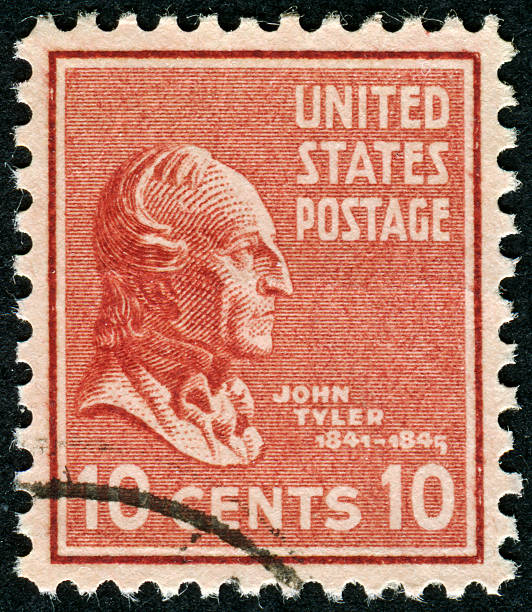 john tyler carimbo - president postage stamp profile usa imagens e fotografias de stock