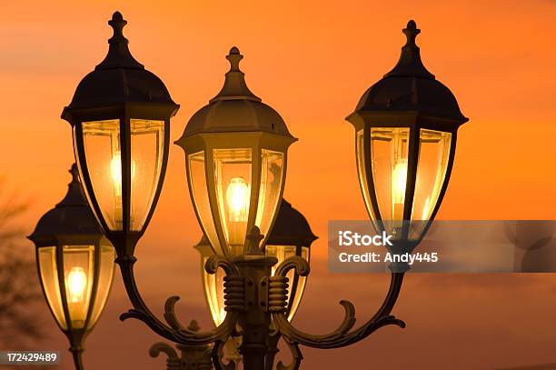 Street Light At Dusk 2 Stock Photo - Download Image Now - In Silhouette, Victorian Style, Antique