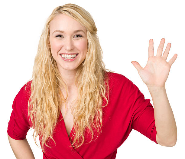 istock Happy Young Woman Waving Hand 172429658