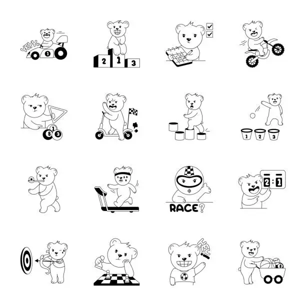 Vector illustration of Collection of Glyph Sport Competitions Stickers