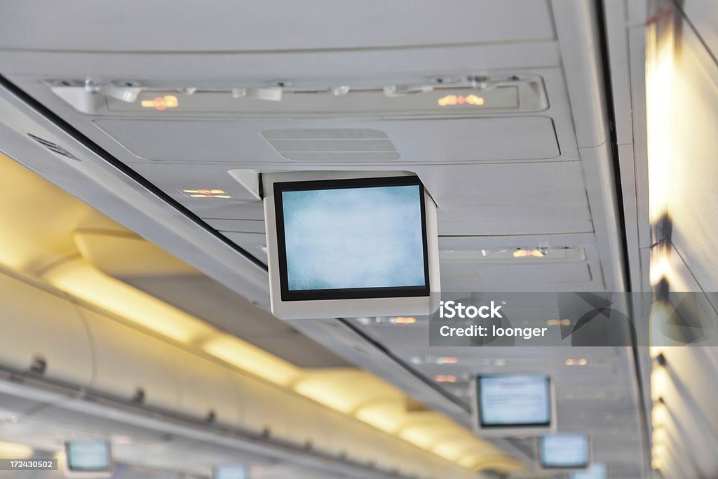 Bildschirm im Flugzeug - Lizenzfrei Blau Stock-Foto