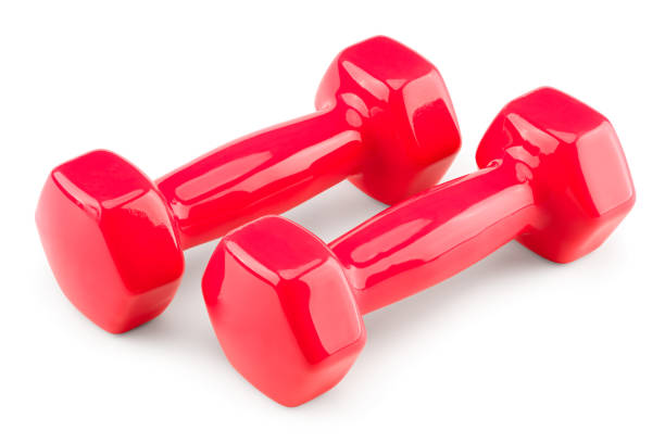 istock red dumbbells isolated on white background. clipping path 1724307017