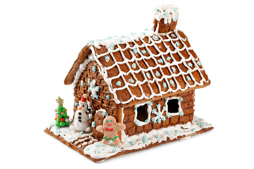 Gingerbread house isolated on white background. clipping path