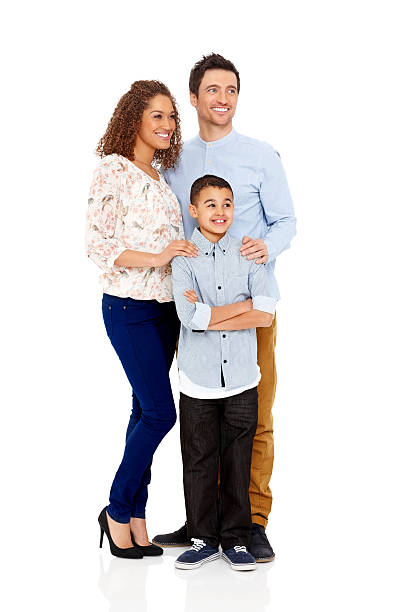 istock Happy young family with son looking away at copyspace 172430705