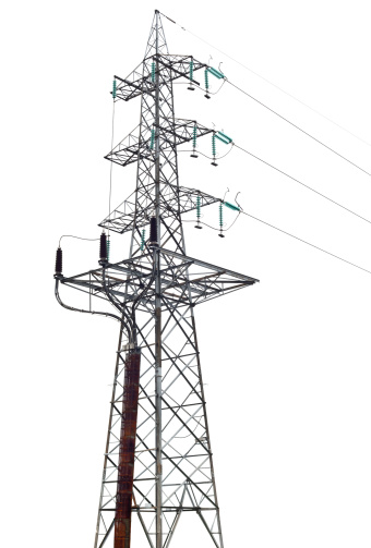 Electricity pylon isolated on white.