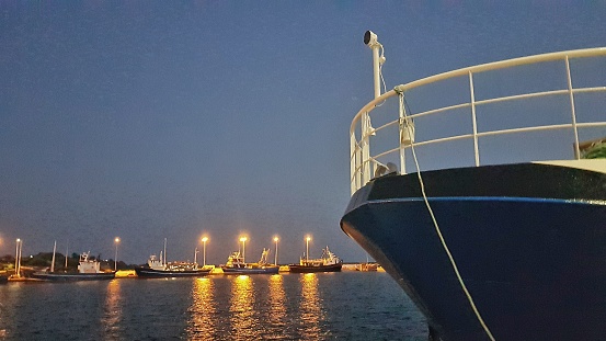 A night in a port at sea